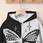 abordables Dessins animés 3D de fille-Fille 3D Papillon Ensemble sweat à capuche et pantalon de survêtement manche longue 3D effet Printemps Automne Actif Mode Le style mignon Enfants 3-12 ans Fermeture Eclair Capuche Extérieur Plein Air