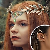 baratos Acessórios e mais-Elegante Medieval Renascentista Traje Cosplay Peça para Cabeça Coroa Princesa Elfo Leaf Mulheres Para Meninas Celta Fantasia Real Dia Das Bruxas Carnaval Baile de Máscaras Adolescente Adulto 1 Jóia