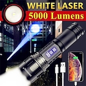 cheap Tactical Flashlights-White Laser Super Powerful Flashlight 5000LM TYPE-C Rechargeable Torch Light High Power LED Flashlight Tactical Lantern