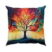 cheap Floral &amp; Plants Style-1PC Colorful Tree Double Side Pillow Cover Soft Decorative Square Cushion Case Pillowcase for Bedroom Livingroom Sofa Couch Chair