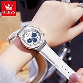 Недорогие Кварцевые часы-OLEVS Женский Кварцевые Роскошь Мода Стразы Деловые Светящийся Календарь ЗАЩИТА ОТ ВЛАГИ Кожа Часы