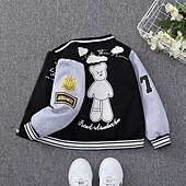 cheap Outerwear-Kids Boys Baseball Jackets Outerwear Graphic Letter Long Sleeve Coat School Cool Daily Black Green Spring Fall 7-13 Years