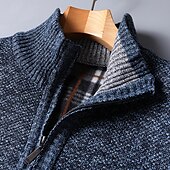 cheap Men&#039;s Pullover Sweater-Men&#039;s Pullover Sweater Jumper Knit Sweater Quarter Zip Pullover Sweater Ribbed Knit Regular Knitted Quarter Zip Plain Stand Collar Keep Warm Modern Contemporary Daily Wear Going out Clothing Apparel
