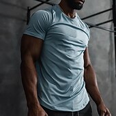 voordelige actieve T-shirts en tanktops voor heren-Voor heren T-shirt Fitnessshirt Basketbalshirt Atletische overhemden Strakke ronde hals Korte mouw Sport &amp; Outdoor Vakantie Uitgaan Casual / Dagelijks Snel Drogend Zweetafvoerend Ademend Zacht Effen