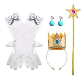 abordables Accesorios usables-Combinación de joyas biqi de princesa melocotón rosa, accesorios de princesa melocotón súper melocotón para niños