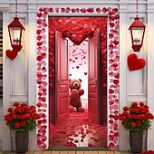 cheap Wedding-Wedding Outdoor Decorations Door Covers Door Tapestry Door Curtain Decoration Backdrop Indoor/Outdoor Door Banner for Front Door Farmhouse Roses Heart