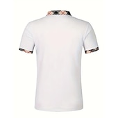 cheap Men's Classic Polo-Men's Polo Shirts Button Up Polos Casual Holiday Lapel Short Sleeve Fashion Basic Plaid Color Block Patchwork Summer Regular Fit White Polo Shirts