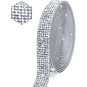 cheap Wearable Accessories-Bling Crystal Drill Rhinestone Shiny Colorful Artificial DiamondCar Sticker Handmade Diy Making Car Decoration 1yard 91cm