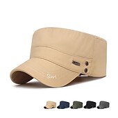 cheap Men&#039;s Hats-Unisex Flat Cap Baseball Cap Military Cap Cadet Hat Black Dark Navy Polyester Warm Vintage Casual Minimalism Outdoor Vacation Plain Adjustable Sunscreen Fashion