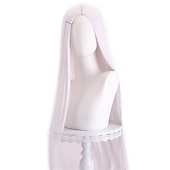 abordables Perruques d&amp;#39;anime-perruque synthétique droite partie médiane perruque faite à la machine longue a1 a2 a3 a4 a5 cheveux synthétiques femmes cosplay doux fête rose rouge noir perruques de carnaval