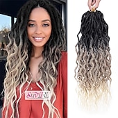 cheap Crochet Hair-Faux Locs Crochet Hair For Black Women Soft Locs 24 Inch Goddess Crochet Hair Curly Ends Dreadlocks Boho Style Synthetic Braiding Hair Extensions