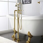 voordelige Badkranen-Badkraan - Retro vintage Galvanisch verzilveren Vrijstaand Keramische ventiel Bath Shower Mixer Taps