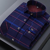 voordelige strijkvrije overhemden voor heren-Voor heren Overhemd Geruit overhemd Shirt met kraag Fleeceshirt Overhemd met knopen Ruitjes Bruiloft Buiten A B C D Lange mouw Strijkijzer Winter Kleding
