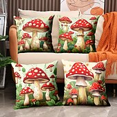 cheap Floral &amp; Plants Style-1PC Mushroom Double Double Side Pillow Cover Soft Decorative Square Cushion Case Pillowcase for Bedroom Livingroom Sofa Couch Chair