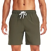 お買い得  男性用水泳パンツ-男性用 ボードショーツ スイムショーツ スイムトランク 日常 ビーチ 高通気性 速乾性 ドローストリング ドローストリング 弾性ウエスト ライナー付き カラーブロック ショート スポーツ カジュアル アクティブウェア ピンク ルビーレッド マイクロエラスティック