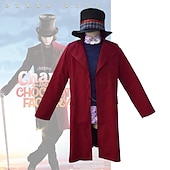 halpa Miesten puvut-Jali ja suklaatehdas Wonka Willy Wonka Päälystakki Cosplay-Asut Hatut Cosplay Elokuva-cosplay for Miesten Aikuisten Karnevaali Naamiaiset