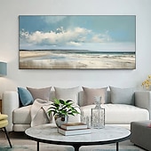 cheap Landscape Paintings-Handmade Oil Painting Canvas Wall Art Decor Original Blue Sky Abstract Scenery Painting for Home Decor With Stretched Frame/Without Inner Frame Painting