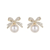 abordables Boucles d&#039;oreilles-Femme Boucles d&#039;oreille Clou Le style rétro Nœud Elégant Le style mignon mode Luxe Doux Des boucles d&#039;oreilles Bijoux Blanche Pour Carnaval Mariage Soirée 1 paire