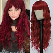 economico Parrucche trendy sintetiche-parrucca nera con frangia per donna parrucche ondulate lunghe parrucca sintetica riccia capelli dall&#039;aspetto naturale parrucche resistenti al calore per l&#039;uso quotidiano nelle feste