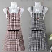 abordables Tablier-Tablier 100% coton respirant pour un usage domestique, cuisine, mode féminine d&#039;été, jolie version japonaise et coréenne du tablier, imprimé de travail anti-taches d&#039;huile