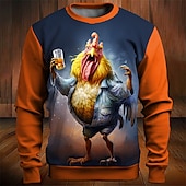 economico Felpe 3D da uomo-Per uomo Grafico Gallo Divertente Felpe Felpa da golf Manica Lunga Felpa Girocollo Moda Quotidiano Casual Stampa 3D Vacanza Ferie Uscire Stampato Primavera &amp; Autunno