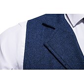 お買い得  ジレ-男性用 ベスト チョッキ デイリーウェア バケーション お出かけ レトリ／ヴィンテージ 春 &amp; 秋 ボタン ポリエステル 快適 平織り シングルブレスト Ｖネック レギュラー ブラック ダークネイビー コーヒー グレー ベスト