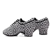 abordables Chaussures de danses latines-Femme Chaussures Latines Entraîner des chaussures de danse Utilisation Entraînement Talon Talon Cubain Bout rond Lacet Adulte Noir Marron