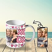 olcso Esküvői ajándék-Személyre szabott fényképes bögre ajándék XOXO Valentin-napi ajándék bögrék pároknak 3D bögre 11 oz szublimációs dizájnnal Valentin-napi ajándék férjnek barátnak barátnőnek feleségnek személyre