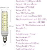 رخيصةأون أضواء الذرة LED-g9/e11/e12/e14e/ba15d لمبة led 7w 3000k أبيض دافئ/6000k أبيض 120v لا وميض لثريات الإضاءة المنزلية التطبيقات المنزلية 700lm (2 حزمة)