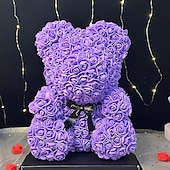 cheap Wedding Decorations-Rose Bear Artificial Foam Flowers with LED Light &amp; Plastic Gift Box- Perfect Romantic Gift for Mother&#039;s Day, Anniversary, Wedding, Birthday, Thanksgiving, and Christmas 25cm/10inch