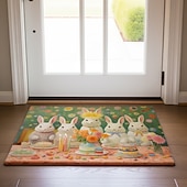 cheap Doormats-Painting Rabbits Doormat Floor Mats Washable Rugs Kitchen Mat Non-Slip Oil Proof Rug Indoor Outdoor Mat Bedroom Decor Bathroom Mat Entrance Rug