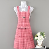 abordables Tablier-Tablier 100% coton respirant pour un usage domestique, cuisine, mode féminine d&#039;été, jolie version japonaise et coréenne du tablier, imprimé de travail anti-taches d&#039;huile