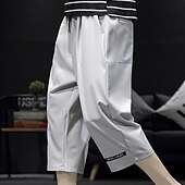 baratos Calções Estilo Casual-Homens Shorts ativos Calção Shorts casuais Calças Capri Bolsos Com Cordão Cintura elástica Tecido Conforto Comprimento da panturrilha Ao ar livre Diário Feriado Misto de Algodão Roupa de rua à moda
