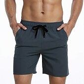 お買い得  男性用水泳パンツ-男性用 ボードショーツ スイムショーツ スイムトランク 日常 ビーチ 高通気性 速乾性 ドローストリング ドローストリング 弾性ウエスト ライナー付き カラーブロック ショート スポーツ カジュアル アクティブウェア ピンク ルビーレッド マイクロエラスティック