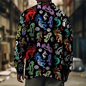 cheap Men&#039;s Shirt Jacket-Men&#039;s Paisley Shirt Shirt Jacket Overshirt Long Sleeve Vintage Boho Daily Wear Going out Weekend Fall &amp; Winter Turndown Pocket Print Button-Down Black Burgundy