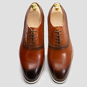 economico Scarpe Eleganti Classiche-Per uomo Abito da ginnastica Di pelle Pelle bovina pieno fiore italiana Antiscivolo Con lacci intrecciali Nero Marrone