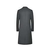 cheap Men's Trench Coat-Men's Winter Coat Overcoat Trench Coat Outdoor Daily Wear Fall &amp; Winter Polyester Thermal Warm Windproof Outerwear Clothing Apparel Fashion Streetwear Plain Lapel Single Breasted