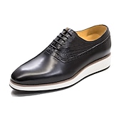 economico Scarpe Eleganti Classiche-Per uomo Abito da ginnastica Di pelle Pelle bovina pieno fiore italiana Antiscivolo Con lacci intrecciali Nero Marrone
