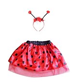 preiswerte Partybedarf-Weihnachts-Siebdruck-Marienkäfer-Set, kurzer Rock mit Strümpfen, Kopfband, Kindertanz-Party-Performance-Kleid, dreiteiliges Set