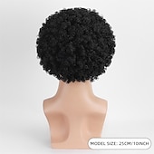 abordables Perruques historiques-Perruque synthétique bouclée avec frange perruque faite à la machine courte noire naturelle #1B cheveux synthétiques pour hommes cosplay douce fête perruques d&#039;Halloween noires