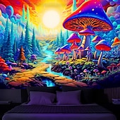 billiga Blacklight tapestries-blacklight gobeläng uv reaktiv glöd i mörkret glöd fest neon svamp väg landskap psykedelisk trippy dimmigt hängande gobeläng väggkonst väggmålning för att leva