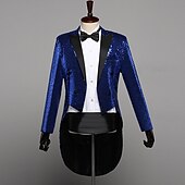 cheap Outfits-Retro Vintage Disco 1980s Tuxedo Suits &amp; Blazers Tailcoat Disco Sequins Men&#039;s Masquerade Party / Evening Pride Parade Pride Month Adults&#039; Coat