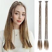 cheap Crochet Hair-Clip in Braids Hair Extensions REECHO 6 PCS Clip in Hair Extensions Baby Braids Braids for Summer and Party 22 Long Natural Soft Synthetic Hairpieces