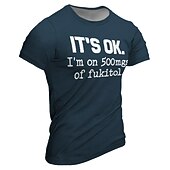 Men's Rude Offensive Graphic Letter T shirt Short Sleeve T shirt 3D Print Crew Neck Shirt Daily Designer Retro Vintage Sports Outdoor Holiday Going out Navy Blue Brown Army Green Spring & Summer3