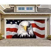 abordables 4 juillet-Couvercle de porte de garage extérieur avec aigle américain pour le 4 juillet bannière du jour de l'indépendance grande décoration de toile de fond pour la porte de garage extérieure décorations