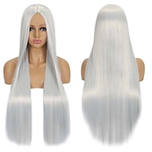 levne Párty paruky-Syntetická paruka Rovná střední část Strojně vyrobená paruka Dlouhá A1 A2 A3 A4 A5 Syntetické vlasy Ženské Cosplay Měkká párty blond růžová červená Halloween paruky