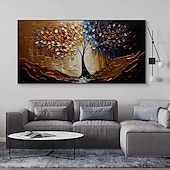 cheap Floral/Botanical Paintings-Handmade Oil Painting Canvas Wall Art Decor Original life Tree Abstract Landscape Painting for Home Decor With Stretched Frame/Without Inner Frame Painting
