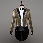cheap Outfits-Retro Vintage Disco 1980s Tuxedo Suits &amp; Blazers Tailcoat Disco Sequins Men&#039;s Masquerade Party / Evening Pride Parade Pride Month Adults&#039; Coat
