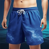 お買い得  オーシャンプリント-男性用 勾配 海洋 スイムショーツ ボードショーツ スイミングトランクス ミディアムウエスト ハワイアン カジュアル 祝日 ビーチ ドローストリング メッシュ裏地付き 弾性ウエスト デザイナー 衣類