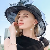 baratos Chapéus de Festa-Chapéus de seda gelo bowler/cloche chapéu de sol casual chá festa elegante simples romântico com emenda headpiece headwear